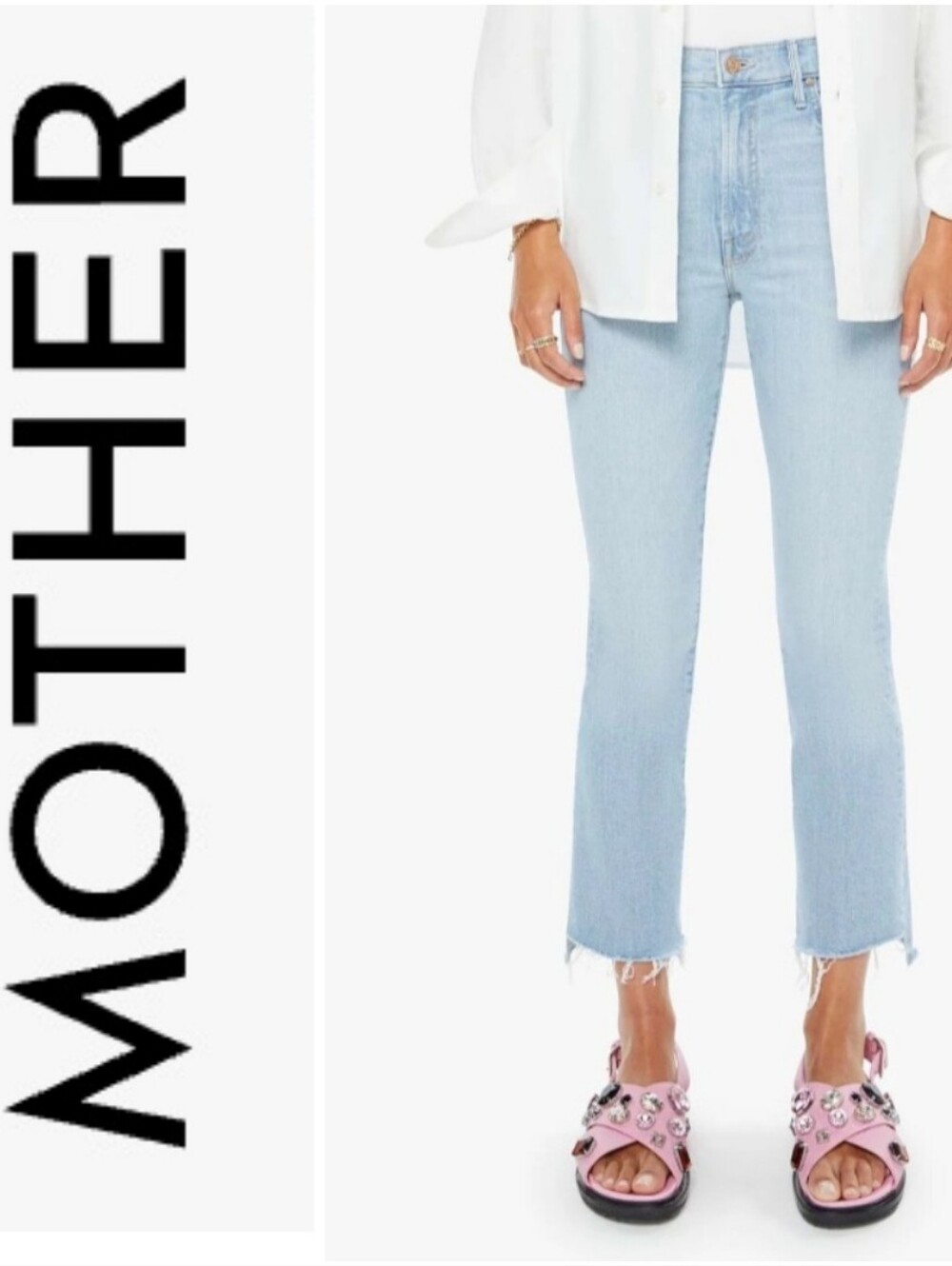 Mother Jeans The Insider Crop Step Fray Fresh Catch Wash Stretch Denim Size 29